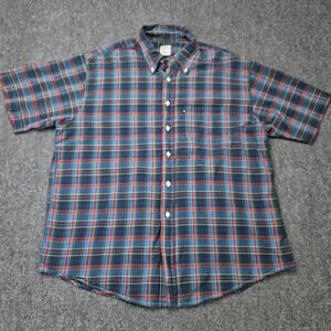 Brooks Brothers Size XL Classic Fit Shirt Oxford Cotton Preppy Red Blue Elevated